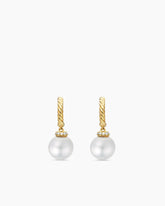 Solari Drop Earrings in 18K Yellow Gold with Pearls and Diamonds, 22mm